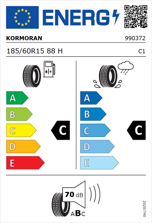 Tyre Label for Kormoran Road Performance 185/60R15 88H