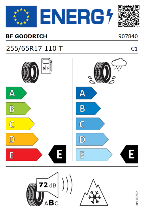 Tyre Label for BF Goodrich Trail-Terrain T/A 255/65R17 110T